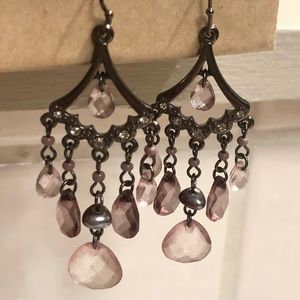 Earrings chrome with purple jewels hypoallergenic